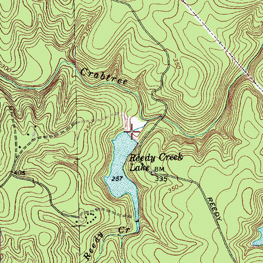 Topographic Map of Reedy Creek Lake, NC