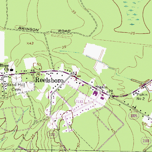 Topographic Map of Reelsboro, NC