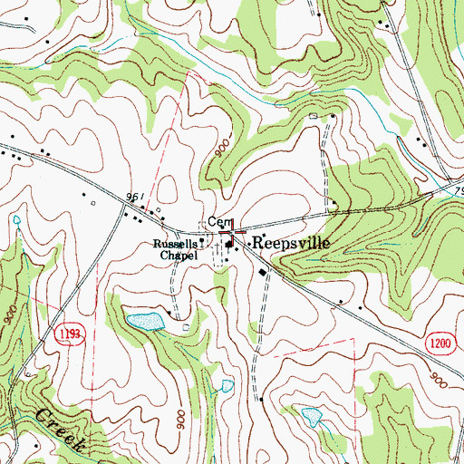 Topographic Map of Reepsville, NC