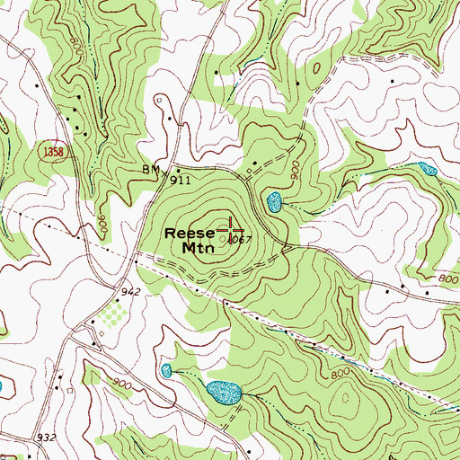 Topographic Map of Reese Mountain, NC