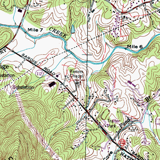 Topographic Map of Reeves Chapel, NC