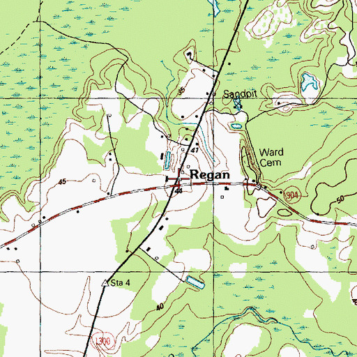 Topographic Map of Regan, NC