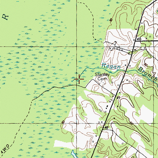 Topographic Map of Regan Branch, NC