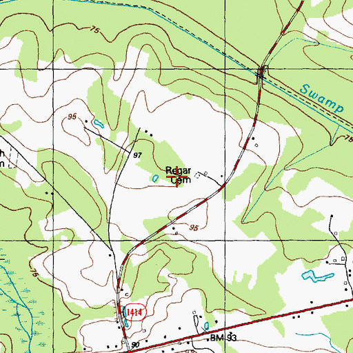 Topographic Map of Regar Cemetery, NC