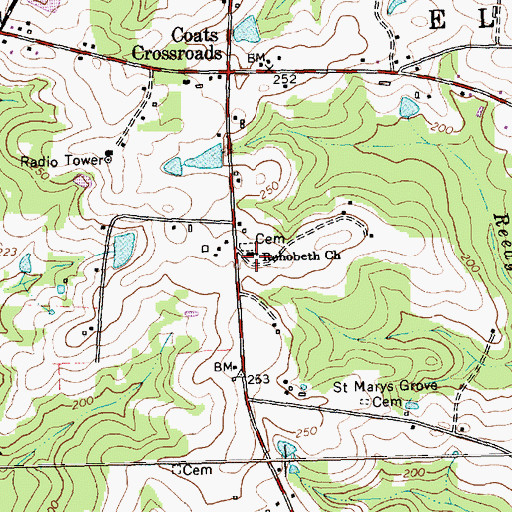 Topographic Map of Rehobeth Church, NC