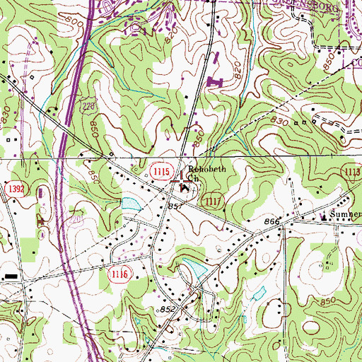 Topographic Map of Rehobeth Church, NC