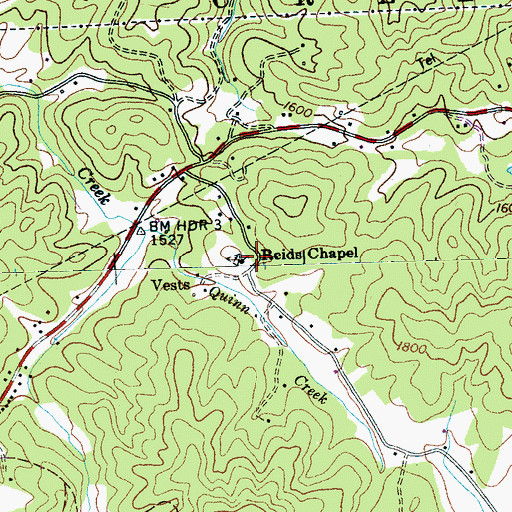 Topographic Map of Reids Chapel, NC