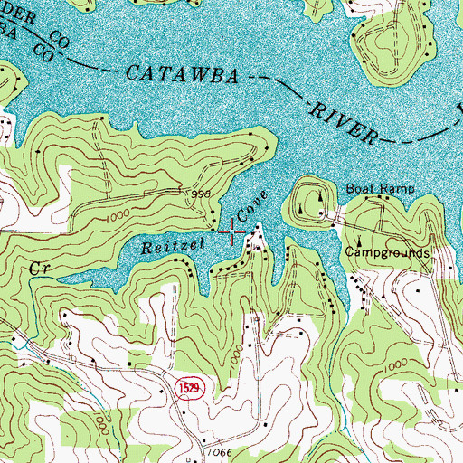 Topographic Map of Reitzel Cove, NC