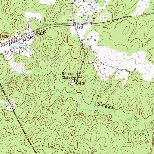 Topographic Map of Reives Chapel, NC