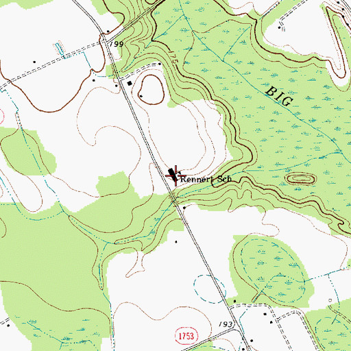 Topographic Map of Rennert School, NC