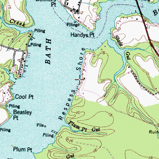 Topographic Map of Respess Shore, NC
