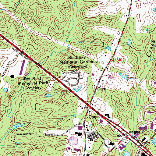 Topographic Map of Brier Creek Memorial Gardens, NC