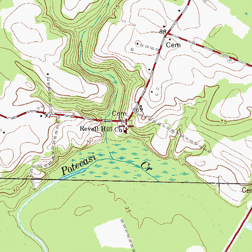 Topographic Map of Revell Hill Church, NC