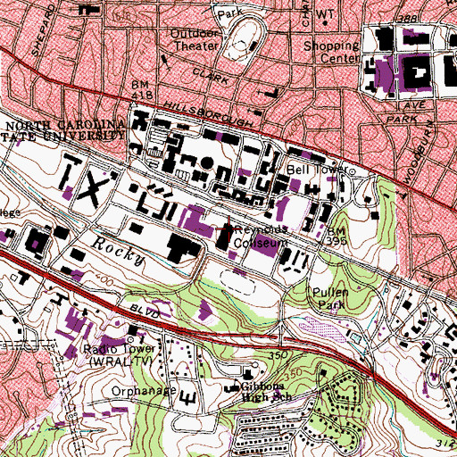 Topographic Map of Reynolds Coliseum, NC