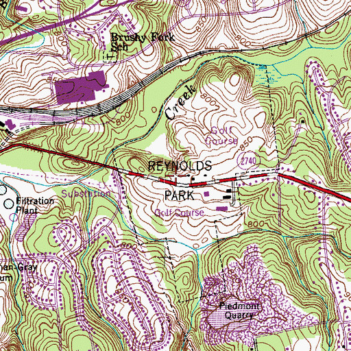 Topographic Map of Reynolds Park, NC