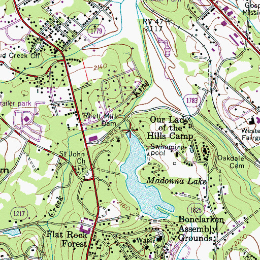 Topographic Map of Rhett Mill Dam, NC