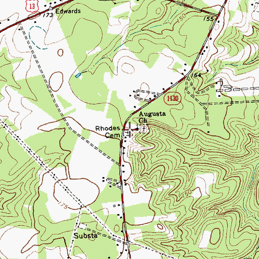 Topographic Map of Rhodes Cemetery, NC