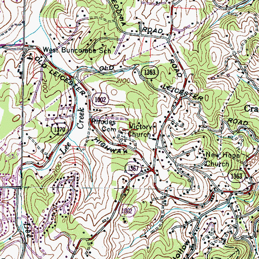 Topographic Map of Rhodes Cemetery, NC