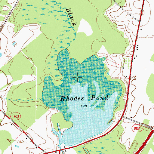 Topographic Map of Rhodes Pond, NC