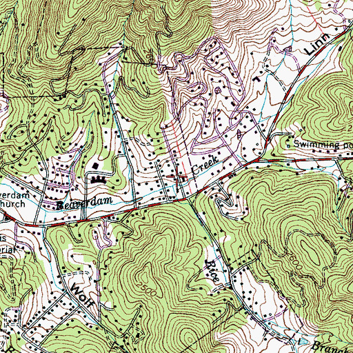 Topographic Map of Rice Branch, NC
