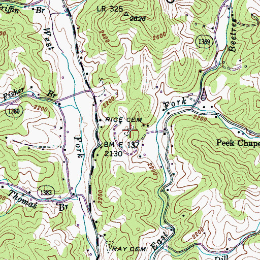 Topographic Map of Rice Cemetery, NC