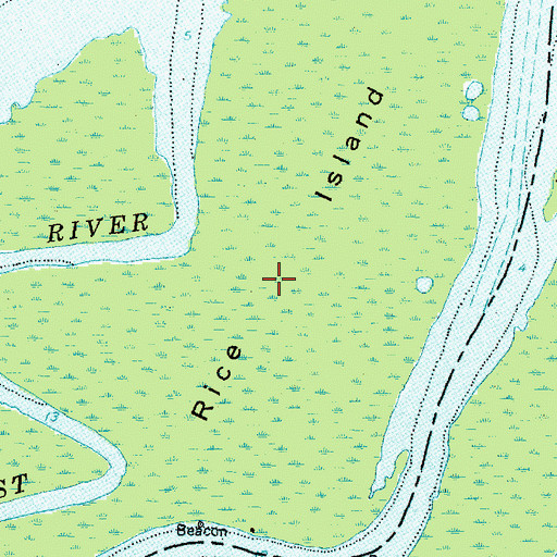 Topographic Map of Rice Island, NC