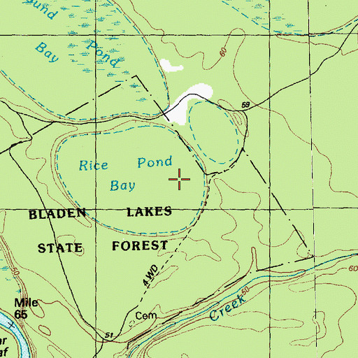 Topographic Map of Rice Pond Bay, NC