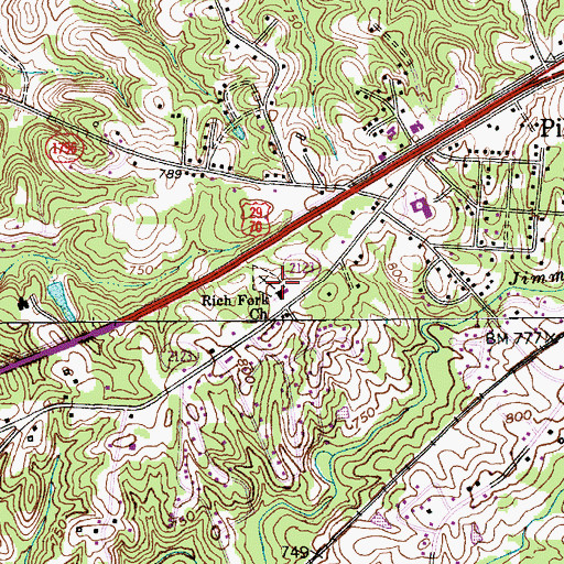 Topographic Map of Rich Fork Church, NC
