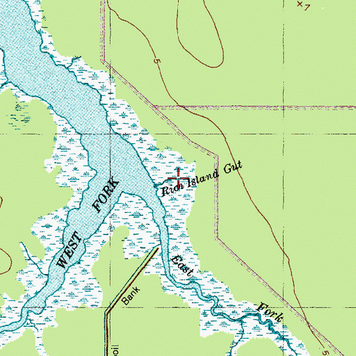 Topographic Map of Rich Island Gut, NC