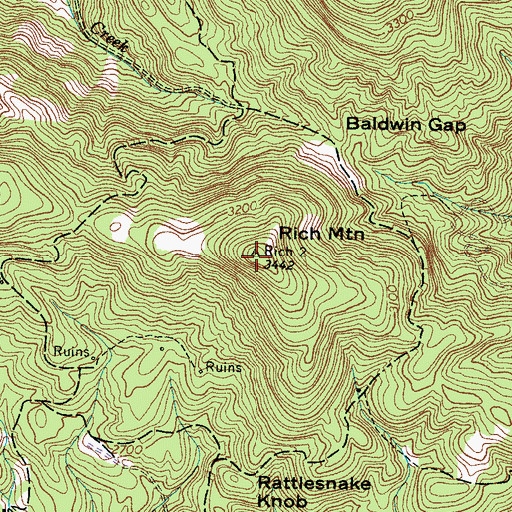 Topographic Map of Rich Mountain, NC