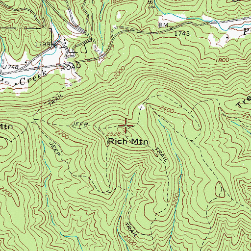 Topographic Map of Rich Mountain, NC