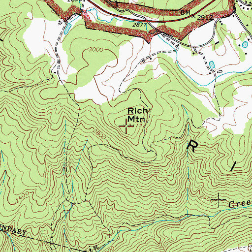 Topographic Map of Rich Mountain, NC