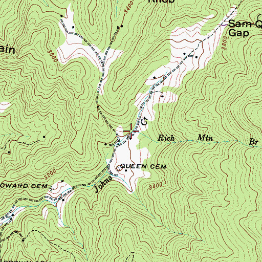 Topographic Map of Rich Mountain Branch, NC