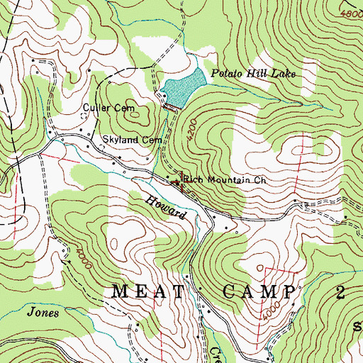 Topographic Map of Rich Mountain Baptist Church, NC