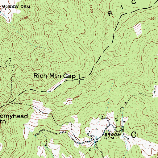 Topographic Map of Rich Mountain Gap, NC
