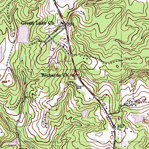 Topographic Map of Richards Church, NC