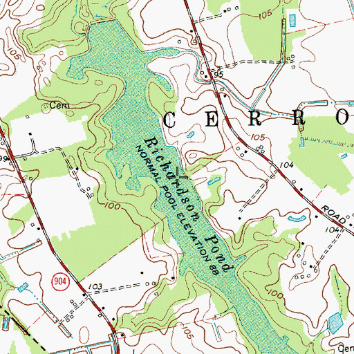 Topographic Map of Richardson Pond, NC