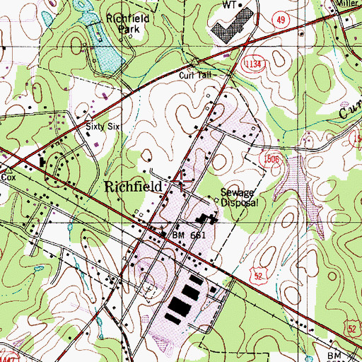Topographic Map of Richfield, NC