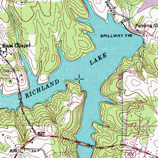 Topographic Map of Richland Lake, NC