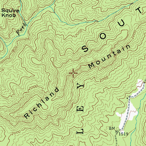 Topographic Map of Richland Mountain Ridge, NC