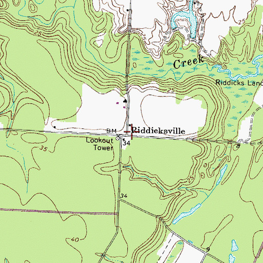Topographic Map of Riddicksville, NC