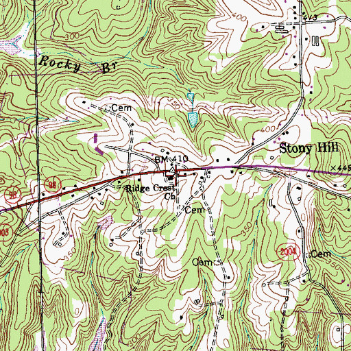 Topographic Map of Ridge Crest Church, NC