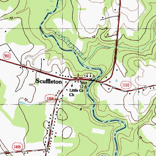 Topographic Map of Scuffleton, NC