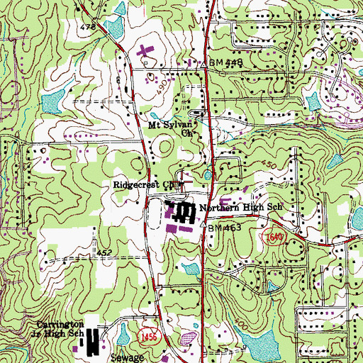 Topographic Map of Ridgecrest Church, NC