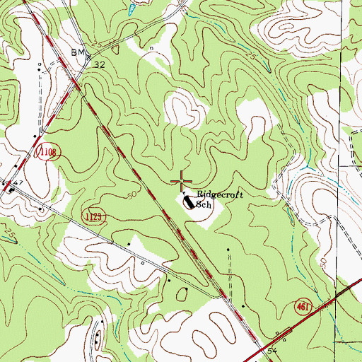 Topographic Map of Ridgecroft School, NC
