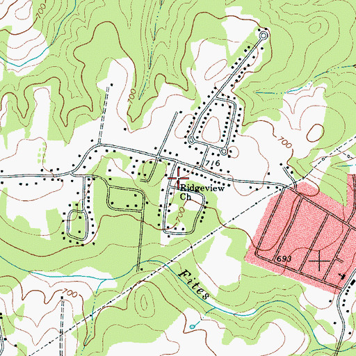 Topographic Map of Ridgeview Church, NC