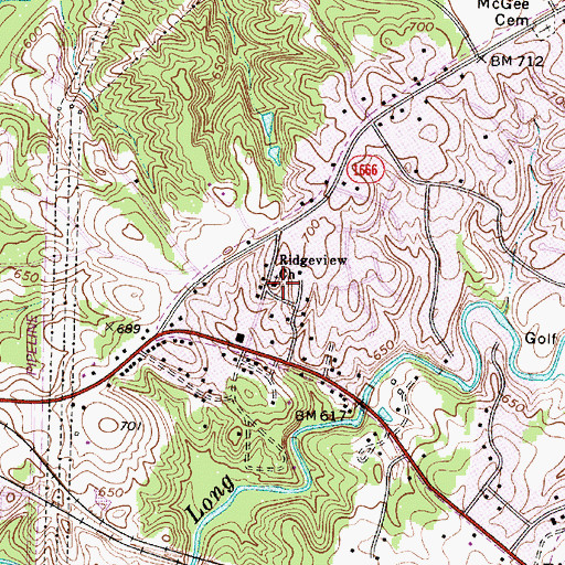 Topographic Map of Ridgeview Church, NC