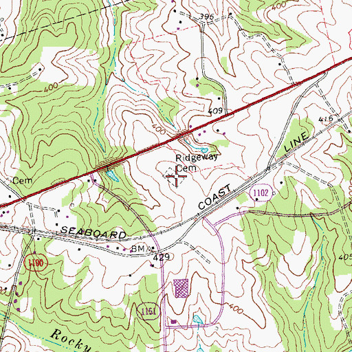 Topographic Map of Ridgeway Cemetery, NC