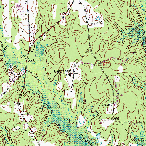 Topographic Map of Riggsbee Cemetery, NC