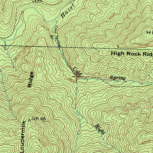 Topographic Map of Right Fork Cold Spring Branch, NC